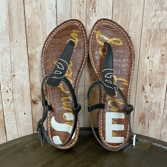 Sam Edelman Black Gigi Logo Thong‎ Sandal Size 6.5 Women - Picture 8 of 11